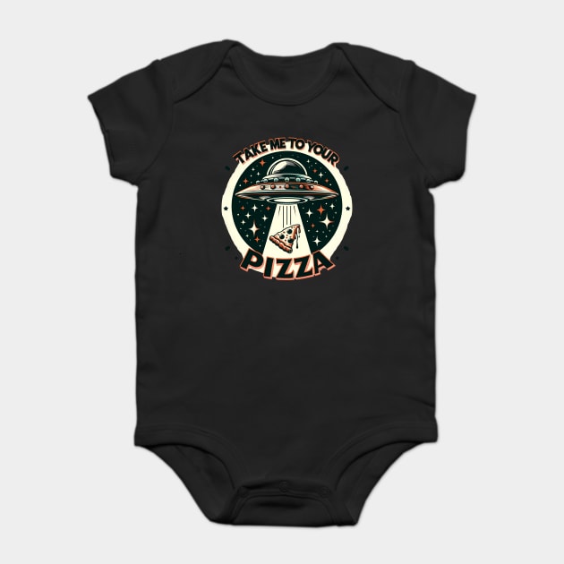 Funny Pizza Ufo, Pizza Lover Baby Bodysuit by logiamerch